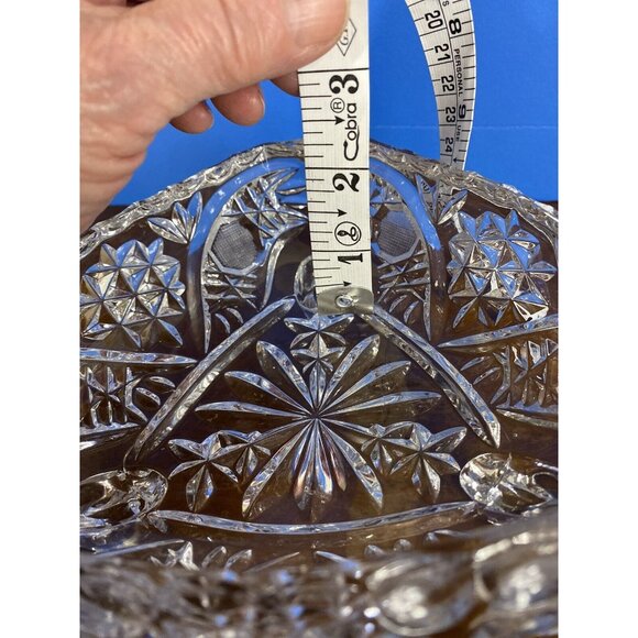 Vintage Clear Tri-Footed Triangle Cut Glass Dish No Lid Star Design - Picture 16 of 16